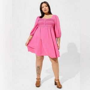 NEW! Torrid Mini Rayon Slub Pintuck Neck Skater Dress Size 2
